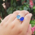Double Aruba Sea Glass Ring - Cobalt and Cornflower Blue