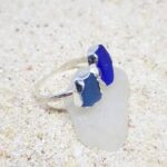 Double Aruba Sea Glass Ring - Cobalt and Cornflower Blue