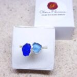 Double Aruba Sea Glass Ring - Cobalt and Cornflower Blue