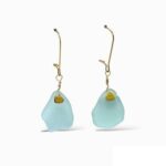 Light Aqua Sea Glass and Stainless Steel Earrings