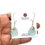 Light Aqua Sea Glass and Stainless Steel Earrings