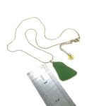 Green Nugget Sea Glass Necklace - Gold
