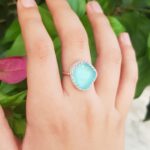 Aqua Sea Glass Ring - Size 6 - Queen Collection