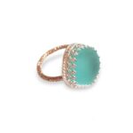 Aqua Sea Glass Ring - Size 6 - Queen Collection